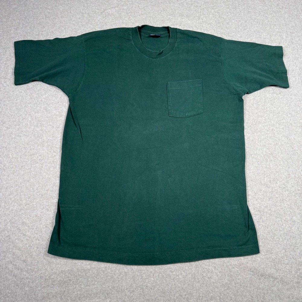 Vintage 90s Honors Mens XL Green Single Stitch Pocket T-Shirt Made in USA Tee